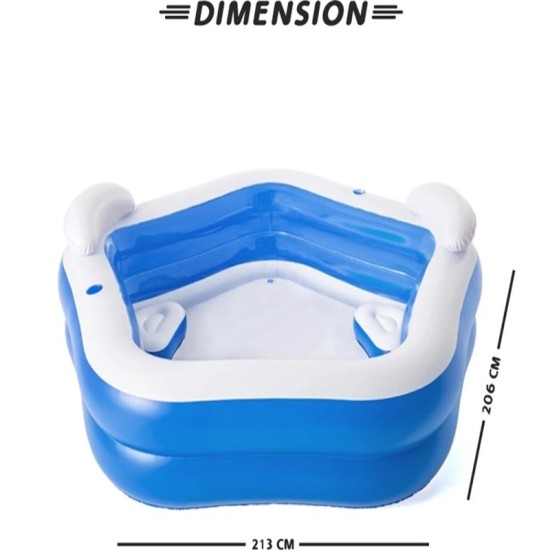 BESTWAY7' X 6'9" X 27"/2.13M X 2.06M X 69CM FAMILY FUN POOL (Contents:1 pool,repair patch) Age 6+