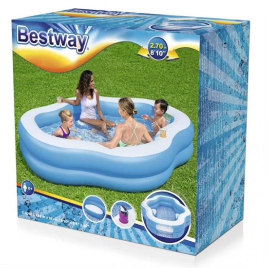 BESTWAY7' X 6'9" X 27"/2.13M X 2.06M X 69CM FAMILY FUN POOL (Contents:1 pool,repair patch) Age 6+