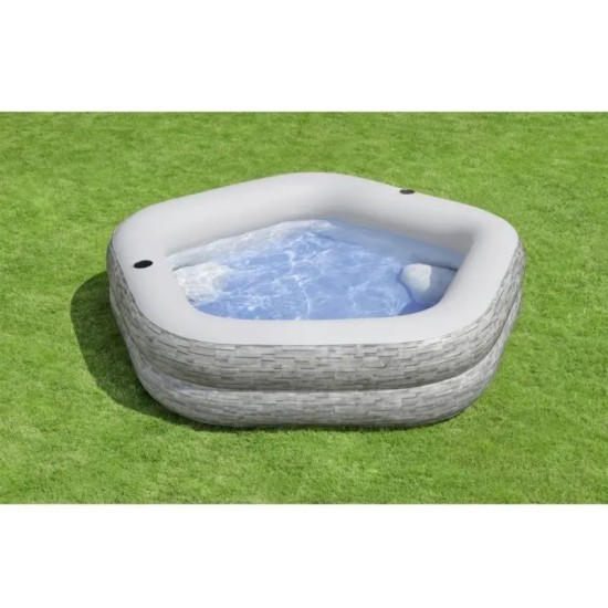 BESTWAY7' X 6'9" X 21"/2.13M X 2.06M X 53CM TRUPRINT STONE FAMILY POOL (Contents:1 pool,repair patch) Age 6+