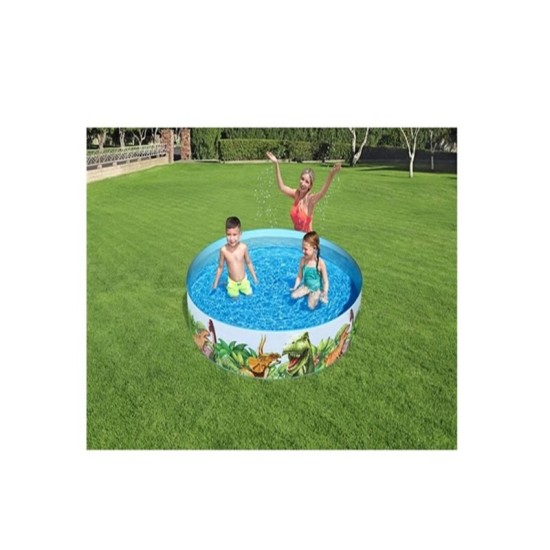 BESTWAYΦ6' X H15"/Φ1.83M X H38CM DINOSAUR FILL'N FUN (Contents:1 pool, repair patch) Age 2+