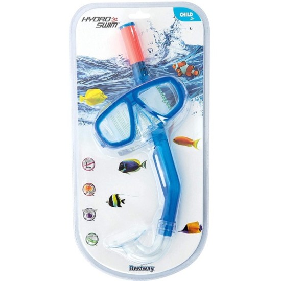 BESTWAY AQUA CHAMP ESSENTIAL SNORKEL MASK (Contents:one mask, one snorkel, 2 assorted colors) Age 3+