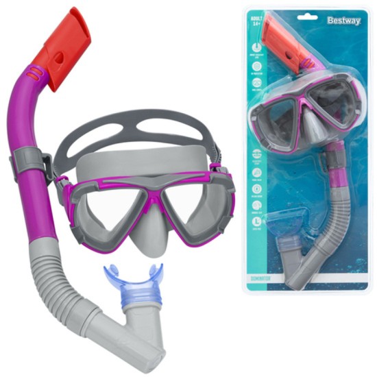 BESTWAY DOMINATOR SNORKEL MASK (Contents:one mask,one snorkel,2 assorted colors) Age 14+