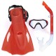 BESTWAY CRUSADER SNORKEL SET (Contents:One mask, one snorkel and one pair of fins, 2 assorted colors, Fin Size: US(5-8); EUR (37-41)) Age 7+