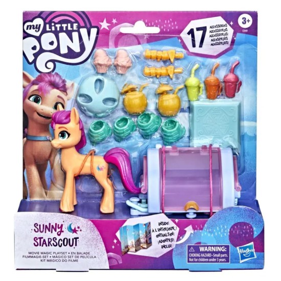 My Little Pony: A New Generation Sunny Starscout Movie Magic Playset - 3-Inch Orange Pony Toy with 17 Accessories