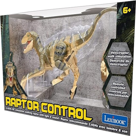 RC Raptor Control, Realistic Remote Controlled Dinosaur, Articulated Movements, Roars, Light Effects, Rechargeable, Fossil Remote ControL