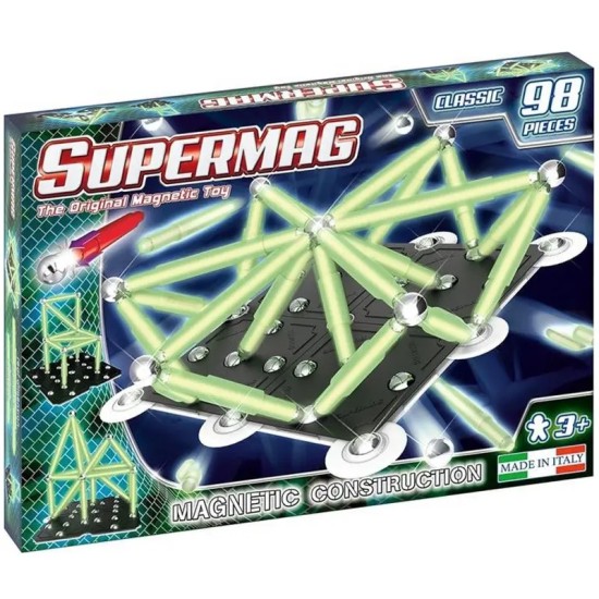 Supermag Classic Glow Magnetic Building Blocks - 98 Pcs