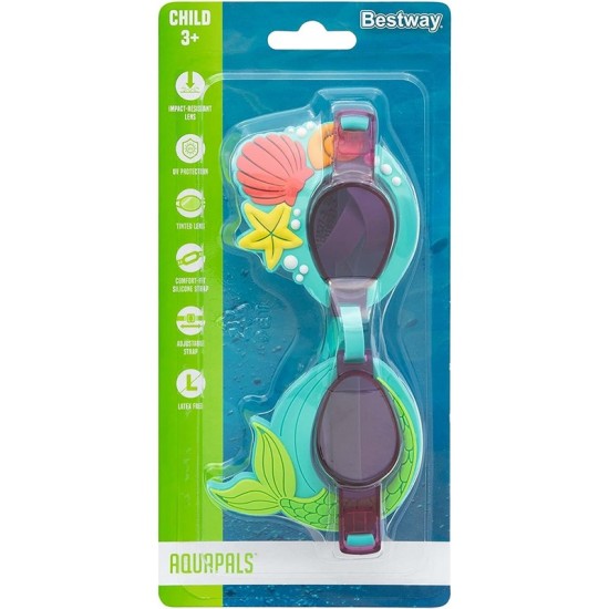 BESTWAY AQUAPALS GOGGLES (Contents:one pair of goggles, 3 assorted character designs) 