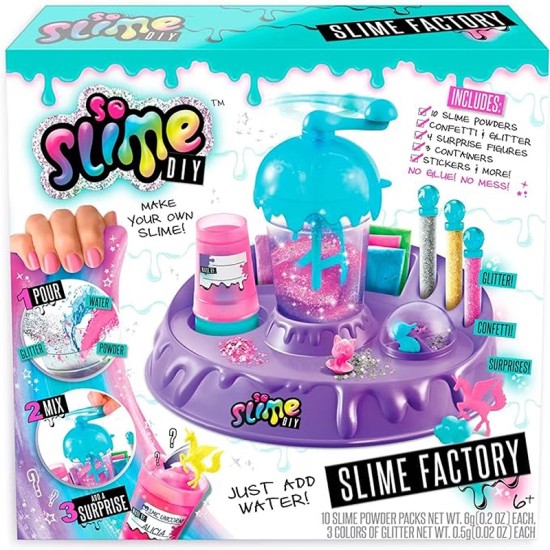 Canal Toys - So Slime DIY - Slime Factory - Make Your Own 10 Slimes Just Add Water No Glue, No Mess; Just Pour, Mix and Add in Surprises