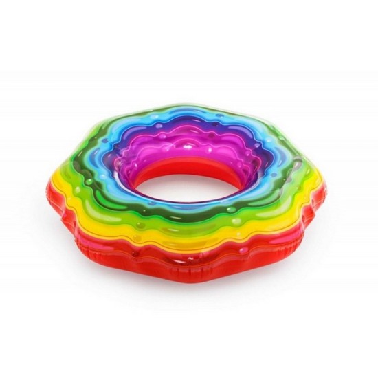 BESTWAYΦ45"/Φ1.15M RAINBOW RIBBON TUBE (Contents: 1 swim ring, repair patch) 