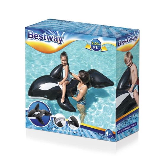 BESTWAY6'8" X 40"/2.03M X 1.02M JUMBO WHALE RIDE-ON (Contents:1 ride-on, repair patch)