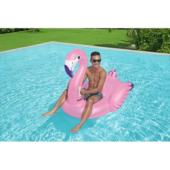 BESTWAY60" X 56"/1.53M X 1.43M LUXURY FLAMINGO (Contents:1 ride-on, repair patch)