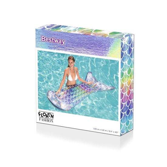 BESTWAY6'4" X 40"/1.93M X 1.01M IRIDESCENT MERMAID TAIL LOUNGE (Contents:1 lounge, repair patch)