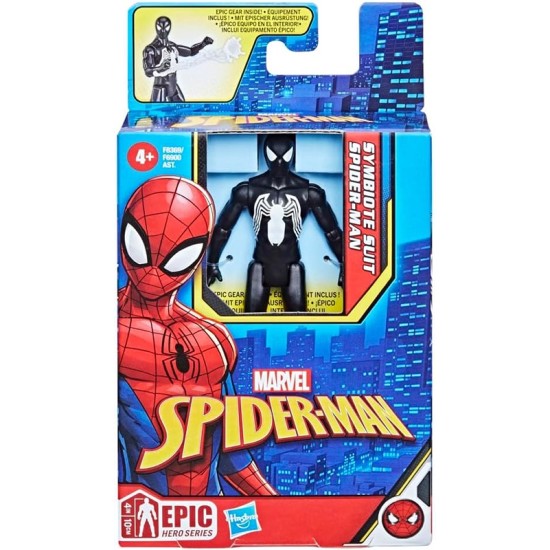 Marvel Epic Hero Series Symbiote Suit Spider-Man Action Figure, 4-Inch Toy with Accessory