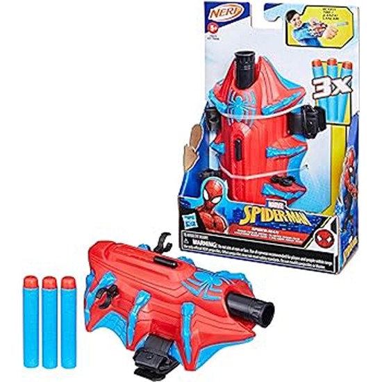 Marvel NERF Spider-Man Thwip-Tech Blaster, Includes 3 Darts, Web Shooter