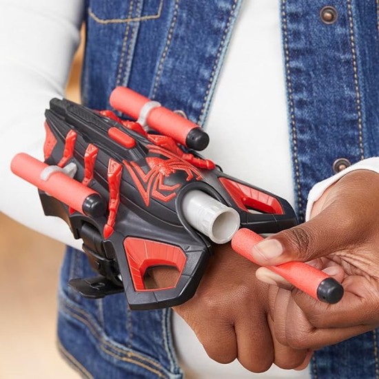 Marvel NERF Spider-Man Miles Morales Thwip-Tech Blaster, Includes 3 Darts, Web Shooter