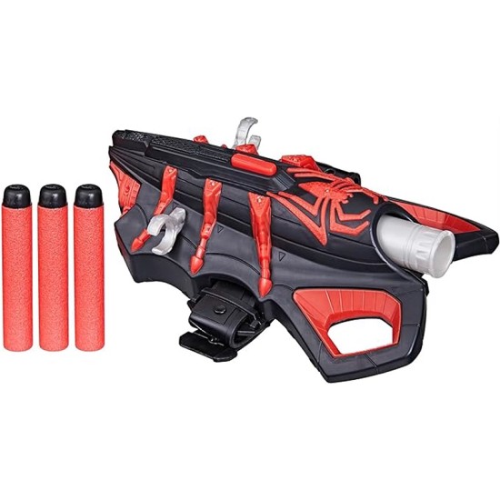 Marvel NERF Spider-Man Miles Morales Thwip-Tech Blaster, Includes 3 Darts, Web Shooter