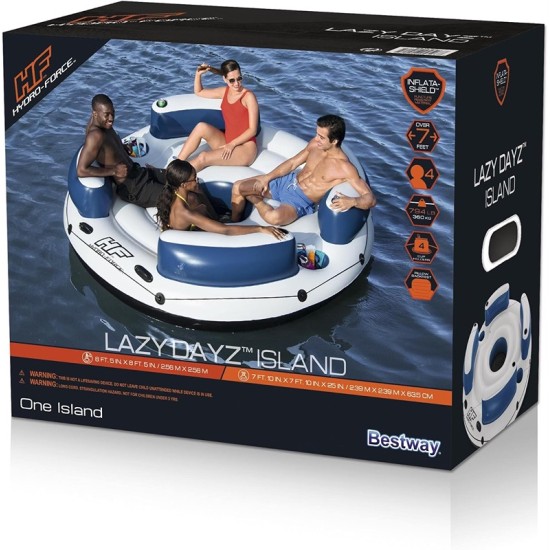 BESTWAY8'5" X 8'5"/2.56M X 2.56M LAZY DAYZ ISLAND (Contents:1 island, 1 anchor bag, repair patch)