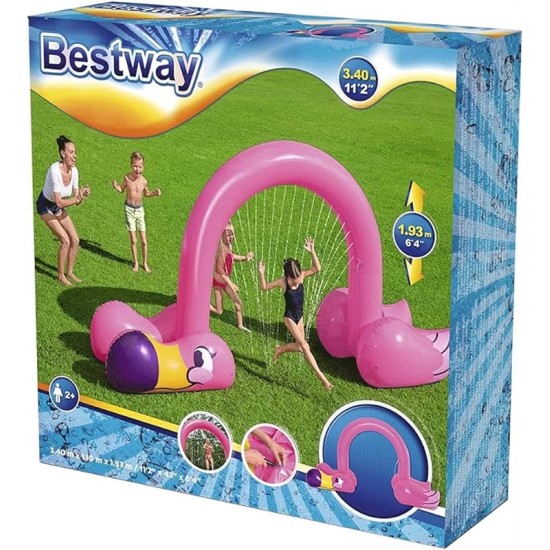 BESTWAY11'2" X 43" X 6'4"/3.40M X 1.10M X 1.93M JUMBO FLAMINGO SPRINKLER (Contents:One product,heavy-duty repair patch) 