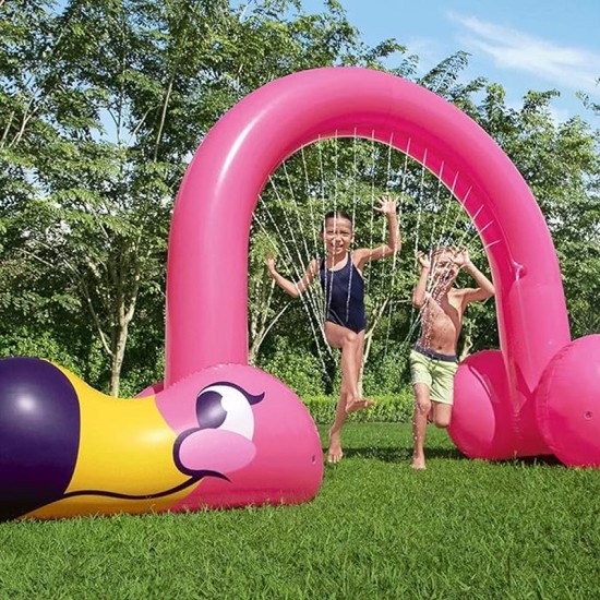 BESTWAY11'2" X 43" X 6'4"/3.40M X 1.10M X 1.93M JUMBO FLAMINGO SPRINKLER (Contents:One product,heavy-duty repair patch) 