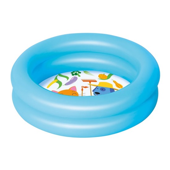 BESTWAYΦ24" X H6"/Φ61CM X H15CM ROUND 2-RING KIDDIE POOL (Contents:One pool, repair patch) 