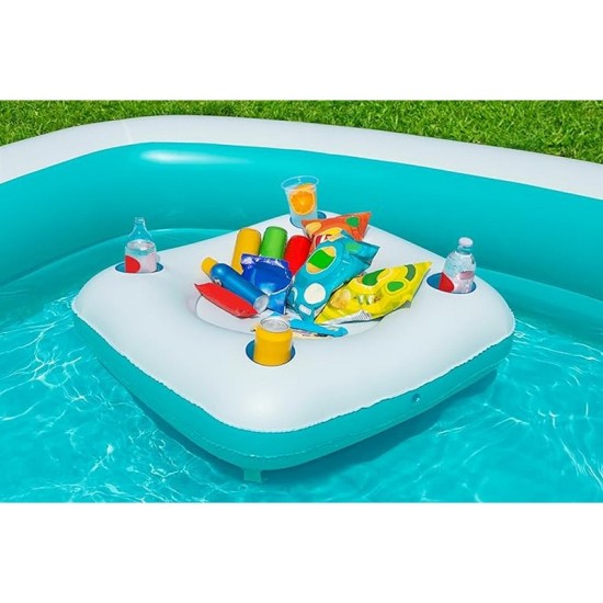 BESTWAY 7'2" X 7'2" X 19"/2.18M X 2.18M X 48CM SIPPIN' SUMMER FAMILY POOL (1 pool,1 console,repair patch) 