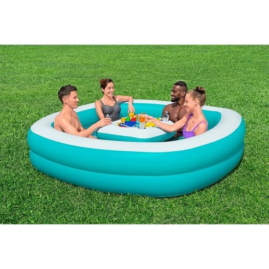 BESTWAY 7'2" X 7'2" X 19"/2.18M X 2.18M X 48CM SIPPIN' SUMMER FAMILY POOL (1 pool,1 console,repair patch) 