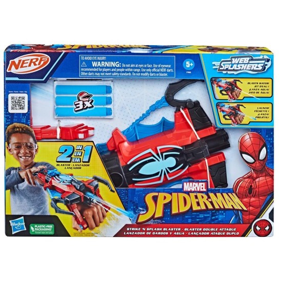 Marvel Spider-Man NERF Strike 'N Splash Blaster, 2-in-1 Feature, Super Hero Toys, Marvel Toys