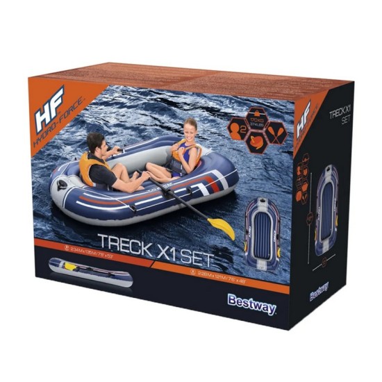 BESTWAY10'1" X 50"/3.07M X 1.26M TRECK X3 SET (Contents:1 boat,1 pair of oars,1 foot pump,repair patch)