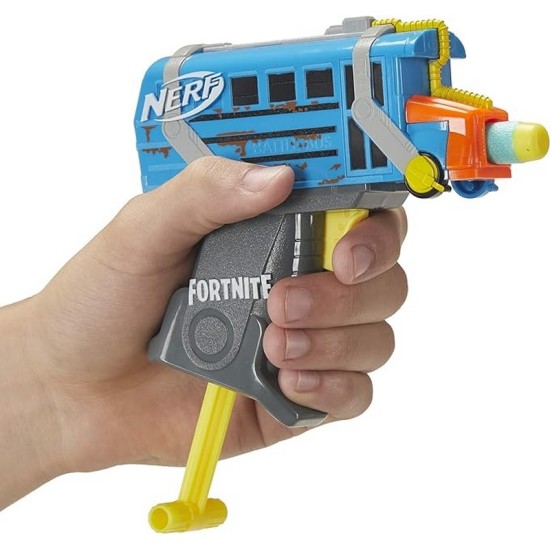 Nerf Fortnite Micro Battle Bus Microshots Dart-Firing Toy Blaster & 2 Official Elite Darts for Kids, Teens, Adults