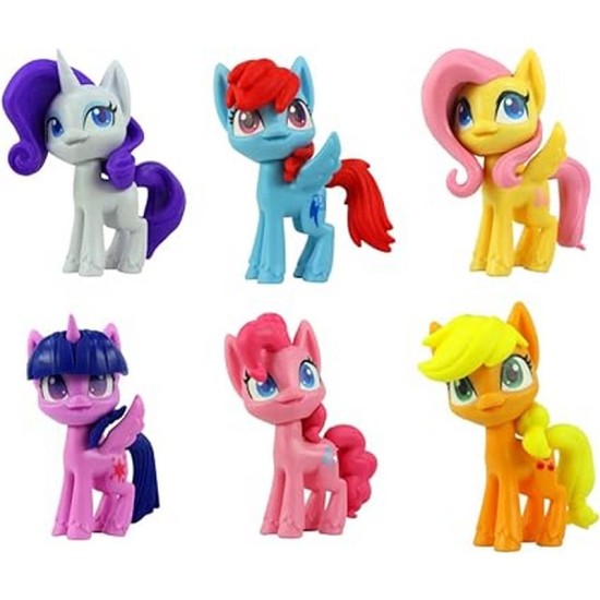 My Little Pony Pony Friends Figures 8cm Set of 6 - Pinkie Pie, Twilight Sparkle, Applejack, Rarity, Rainbow Dash, Fluttershy