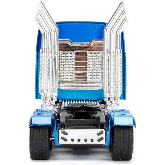 Jada Toys  Transformers T5 Optimus Prime Western Star 5700 Ex Phantom Die-cast Car with Opening Doors 1:24 Scale Blue/Red