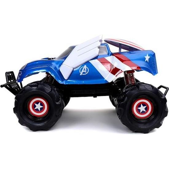 Jada Toys Marvel Avengers 1:14 Captain America Shield Attack RC Remote Control Car, Toys for Kids and Adults