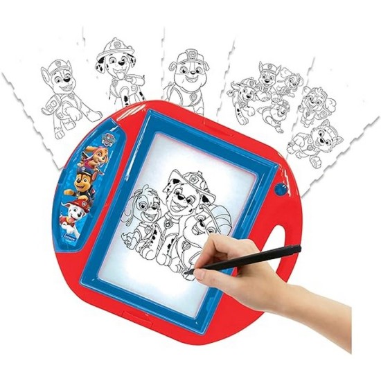 Lexibook Paw Patrol, Drawing Projector, 4 tampons, 10 templates, Lighting Screen, 1 Pen Included, Artistic and Creative Toy for Girls and Boys, Red/Blue