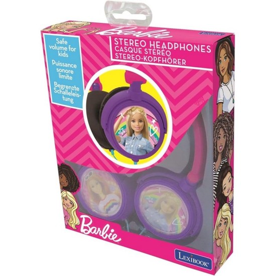 Lexington Arts & Cultural Council LEXIBOOK Barbie, Stereo Headphone, Kids Safe, Foldable and Adjustable, Pink