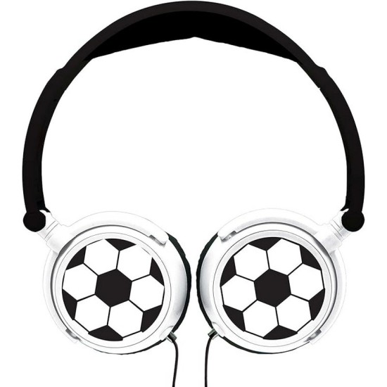 Lexibook Football Stereo Headphone, safe volume for kids, foldable and adjustable, black/white