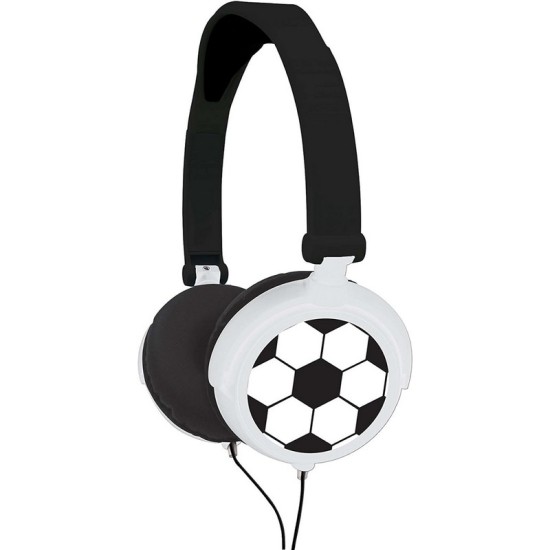 Lexibook Football Stereo Headphone, safe volume for kids, foldable and adjustable, black/white