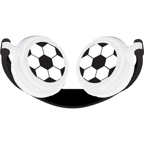 Lexibook Football Stereo Headphone, safe volume for kids, foldable and adjustable, black/white