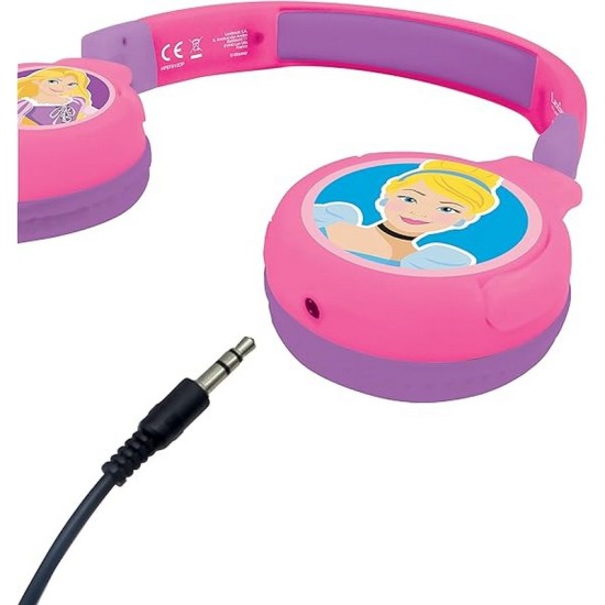 LEXIBOOK Disney Princess 2-in-1 Bluetooth Headphones for Kids - Stereo Wireless Wired, Kids Safe, Foldable, Adjustable