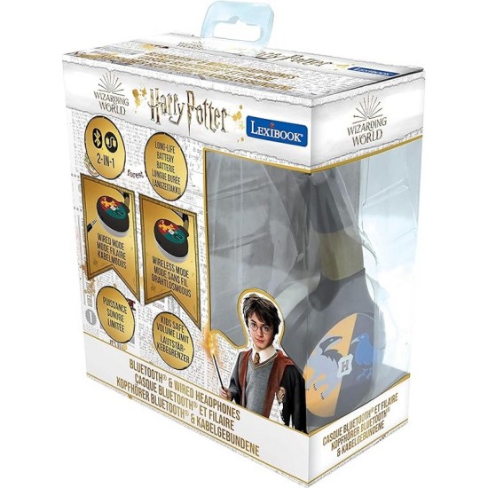 LEXIBOOK Harry Potter 2-in-1 Bluetooth Headphones for Kids - Stereo Wireless Wired, Kids safe, Foldable, Adjustable