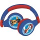  Paw Patrol 2-in-1 Bluetooth Headphones for Kids Stereo Wireless Wired, Child Safe for Boys Girls, Foldable, Adjustable, Red/Blue