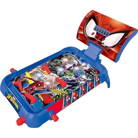 LEXIBOOK - Spider-Man Electronic Table Pinball Machine, Action and Reflection Game for Kids and Families, LCD Display, Light and Sound Effects, Blue/Red 