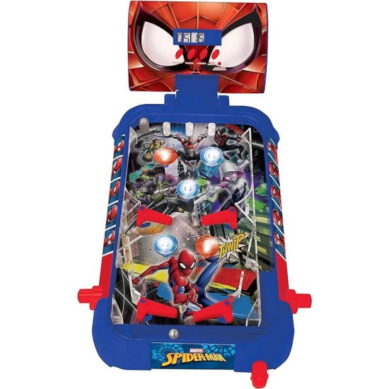 LEXIBOOK - Spider-Man Electronic Table Pinball Machine, Action and Reflection Game for Kids and Families, LCD Display, Light and Sound Effects, Blue/Red 