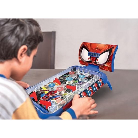 LEXIBOOK - Spider-Man Electronic Table Pinball Machine, Action and Reflection Game for Kids and Families, LCD Display, Light and Sound Effects, Blue/Red 