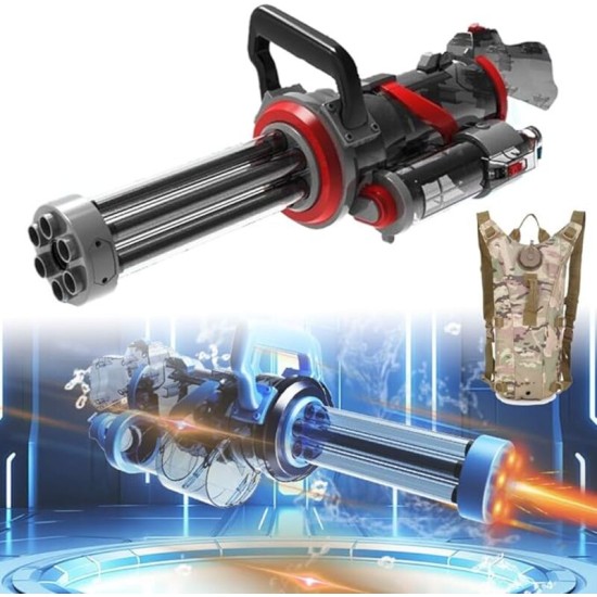 Gatling Electric Water Gun, Adult High Powered Water Gun with Backpack Tank, Automatic LED Shooting Light, Electric Continuous Large Capacity Water Storage