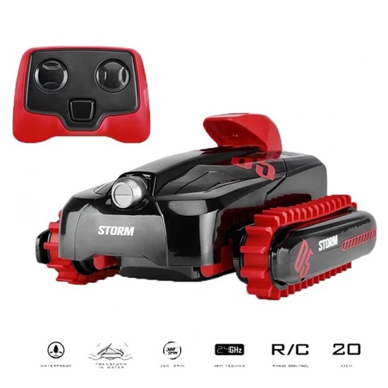 AMPHIBIOUS TRANSFORMER REMOTE CONTROL CAR, RED