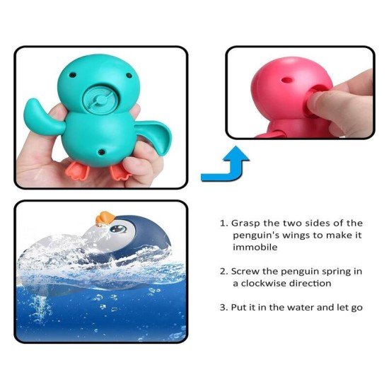 Swimming Penguin Wind Up Bath Toys Pack of 1 - (Color May Vary)