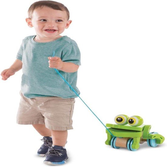 Melissa & Doug First Play Frolicking Frog Wooden Pull Toy