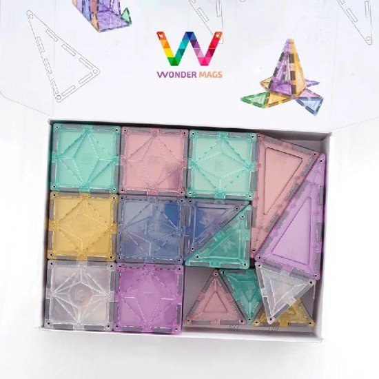 Wonder Mags Magnetic Tiles Pastel Colors - 100 Pcs