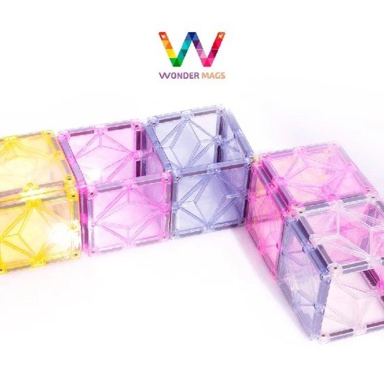 Wonder Mags Magnetic Tiles Pastel Colors - 100 Pcs