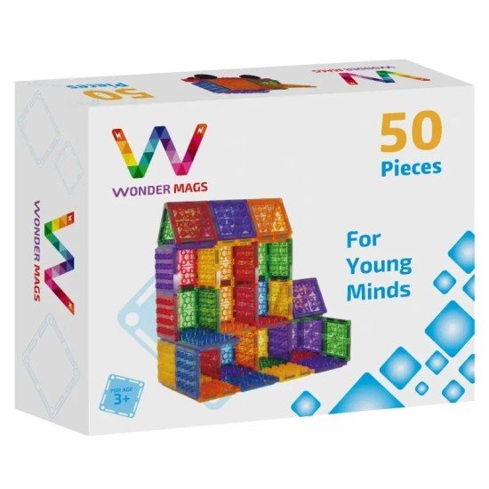 WonderMags Magnetic Tiles - 50 Pcs